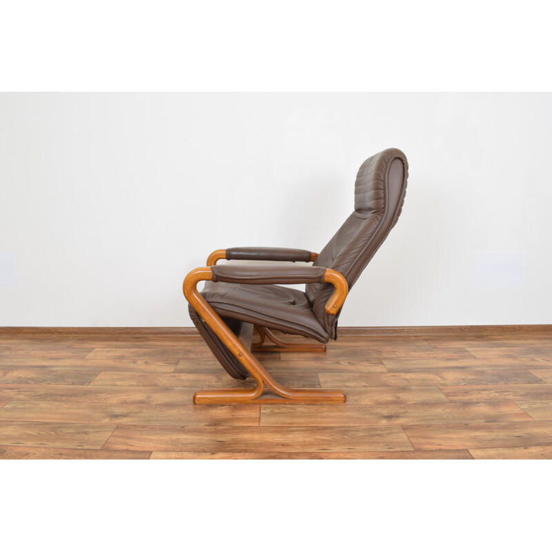 Chaise longue vintage danoise avec repose pieds, 1970