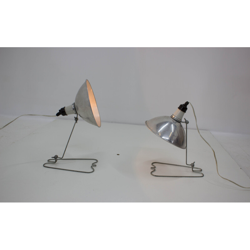 Coppia di lampade industriali vintage da parete o da tavolo, max. 500W