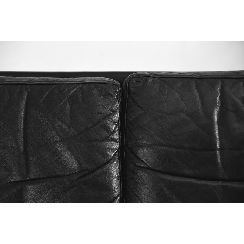 Modernes skandinavisches Vintage-Sofa aus schwarzem Leder, 1960