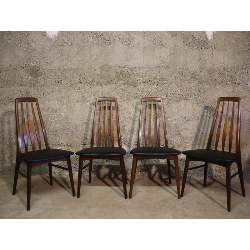 Set of 4 Scandinavian vintage chairs by Niels Koefoed model Eva 1960