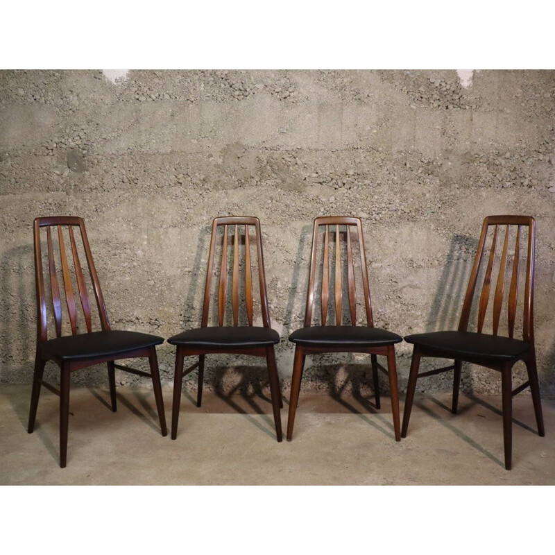 Suite de 4 chaises vintage scandinave par Niels Koefoed modèle Eva 1960