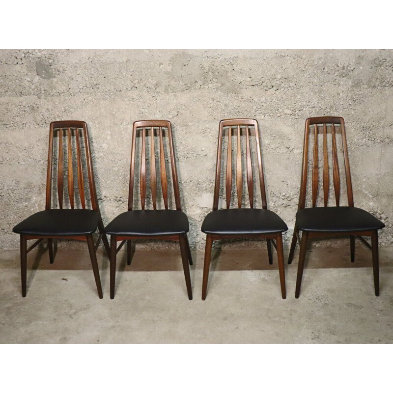 Set of 4 Scandinavian vintage chairs by Niels Koefoed model Eva 1960