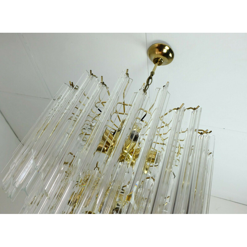 Lustre autrichien vintage lampe à suspension en laiton et orion lucite leuchten 
