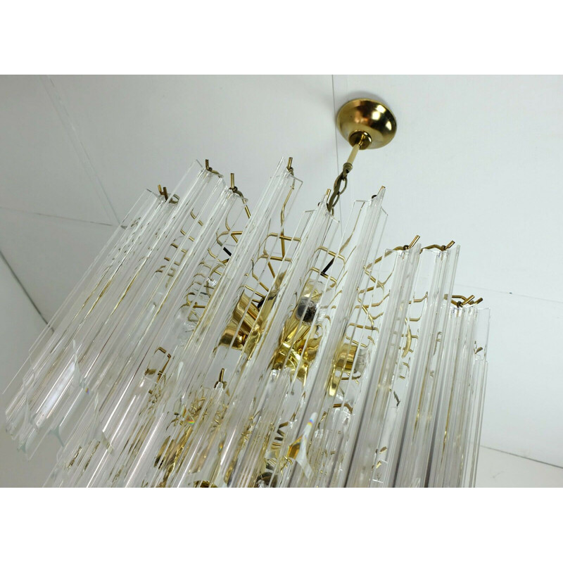 Vintage austrian Chandelier pendant lamp brass and lucite orion leuchten austria hollywood regency