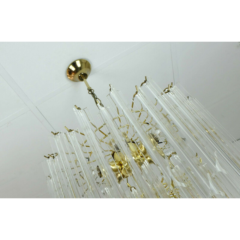 Vintage austrian Chandelier pendant lamp brass and lucite orion leuchten austria hollywood regency