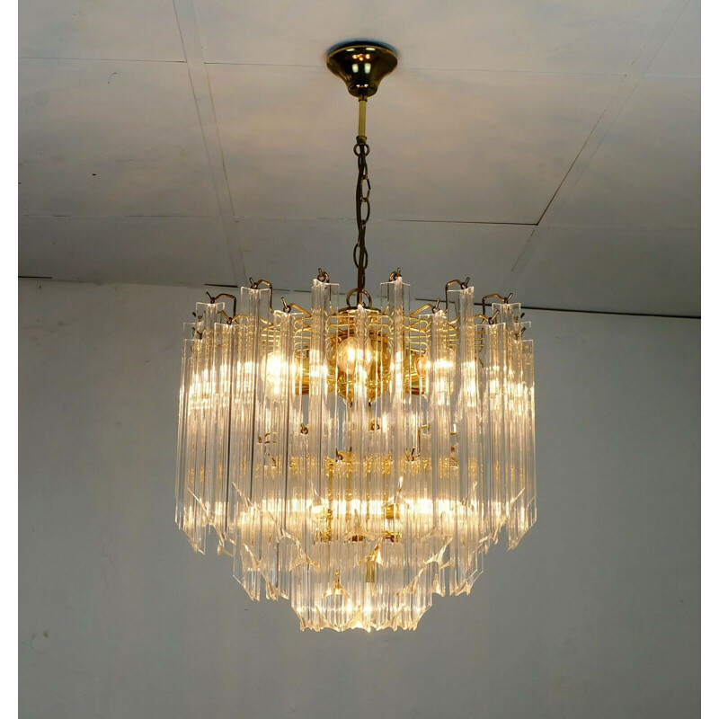 Lustre autrichien vintage lampe à suspension en laiton et orion lucite leuchten 