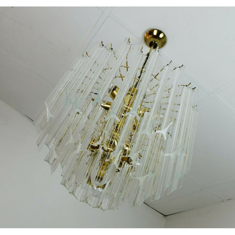 Vintage austrian Chandelier pendant lamp brass and lucite orion leuchten austria hollywood regency