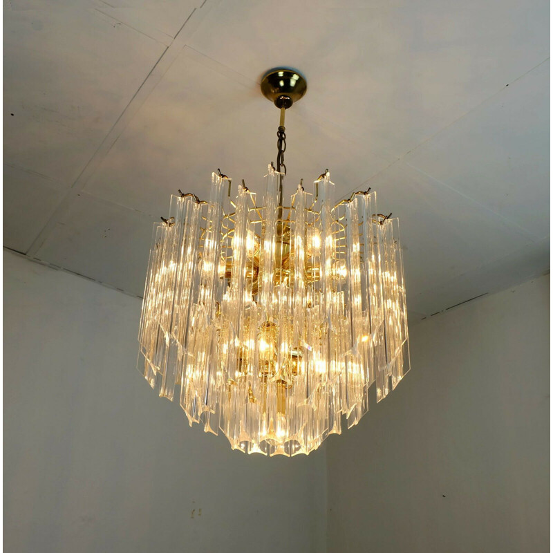 Vintage austrian Chandelier pendant lamp brass and lucite orion leuchten austria hollywood regency