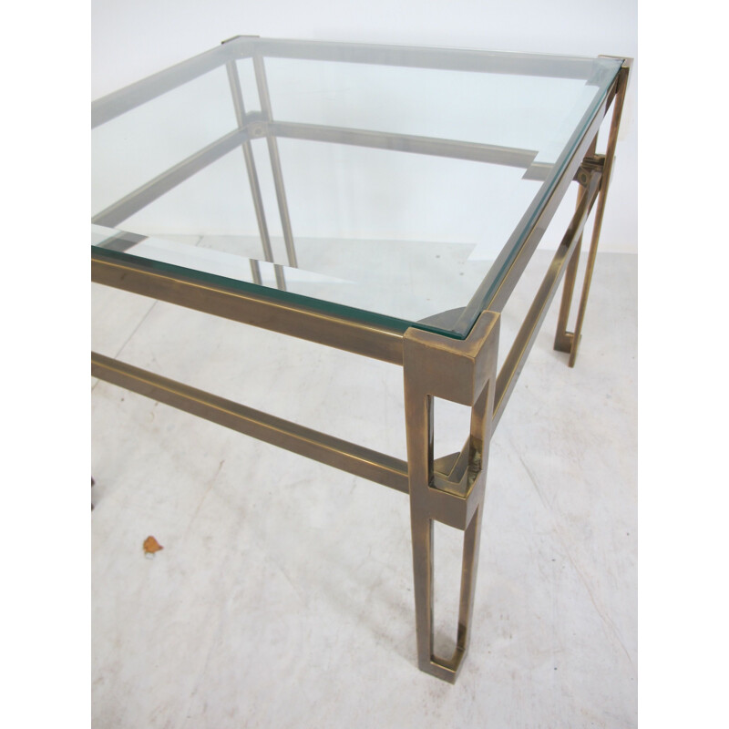 Vintage brass and glass side table by Peter Ghyczy, 1970