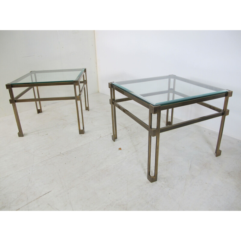 Vintage brass and glass side table by Peter Ghyczy, 1970