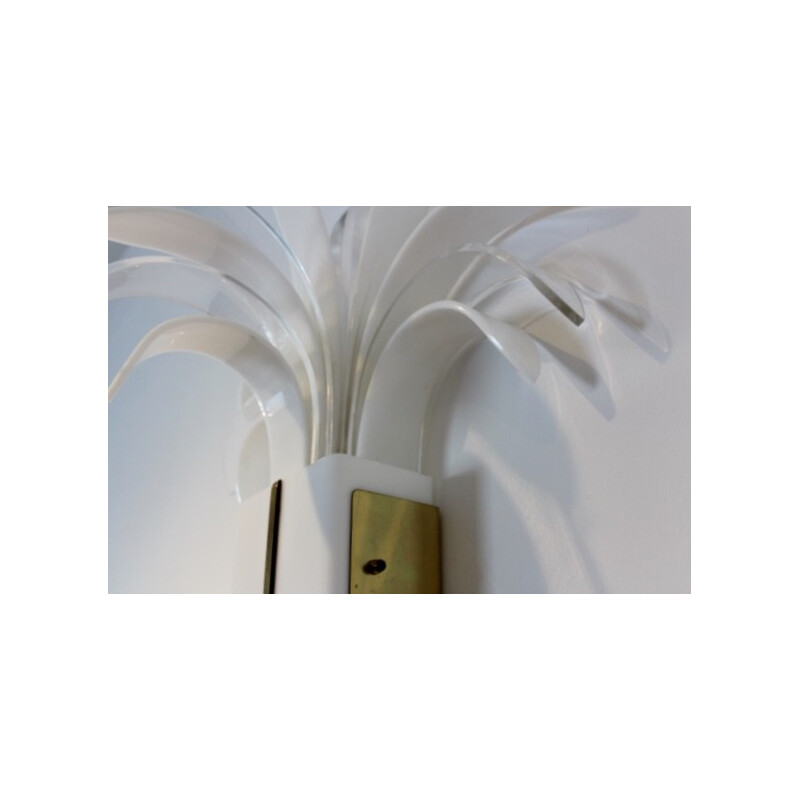 Perspex and brass palm tree wall lamp, Theo VERHULST - 1980s