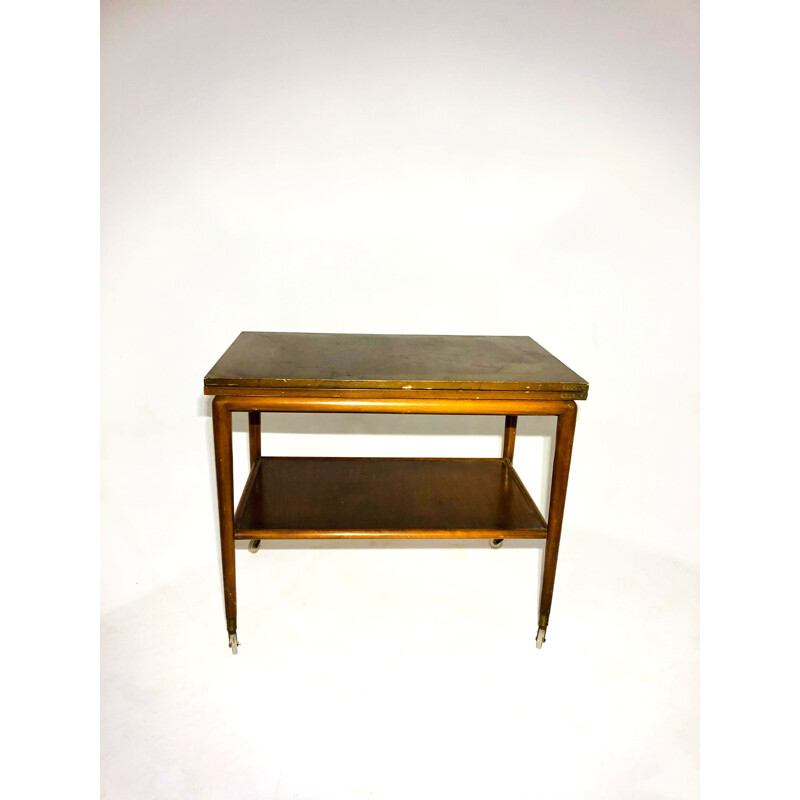 Vintage folding side table in melamine wood
