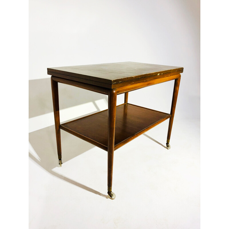 Vintage folding side table in melamine wood