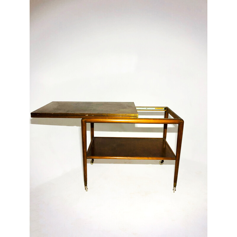 Vintage folding side table in melamine wood