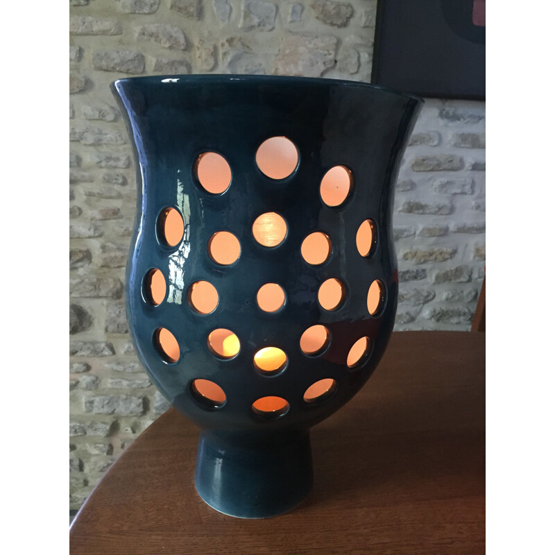 Vintage Vase Windlicht aus Keramik von Gérard Paturel