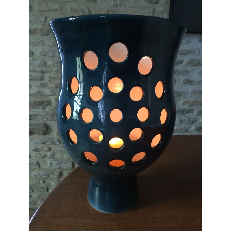 Vintage Vase Windlicht aus Keramik von Gérard Paturel