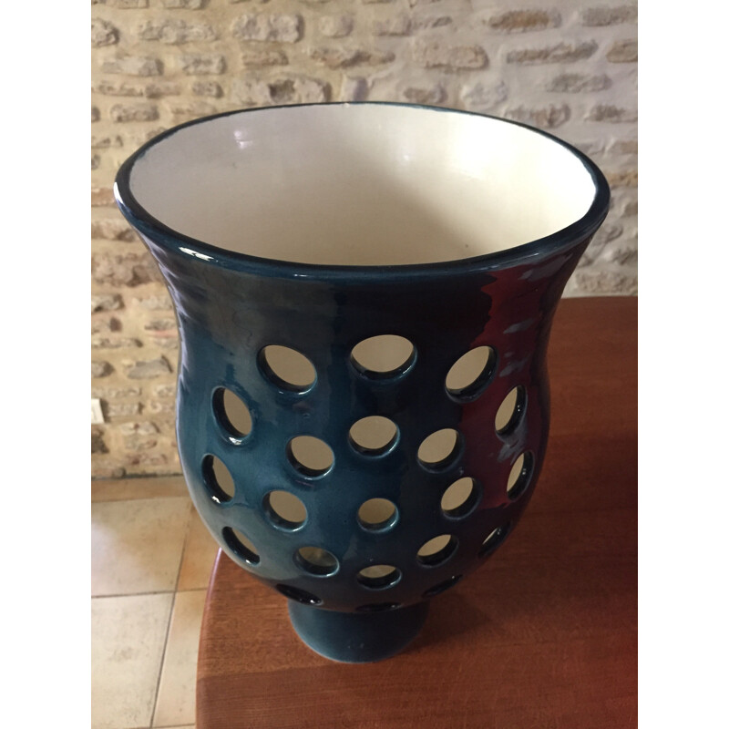 Vintage ceramic vase with candle holder by Gérard Paturel