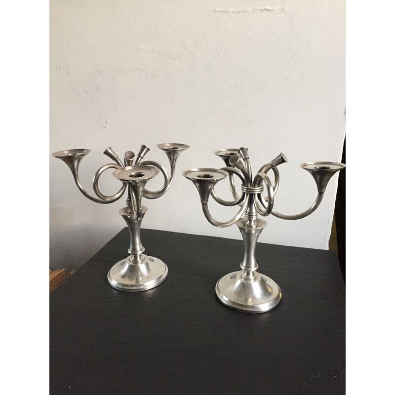 Paire de chandeliers modèle "Cheverny" par Ercuis
