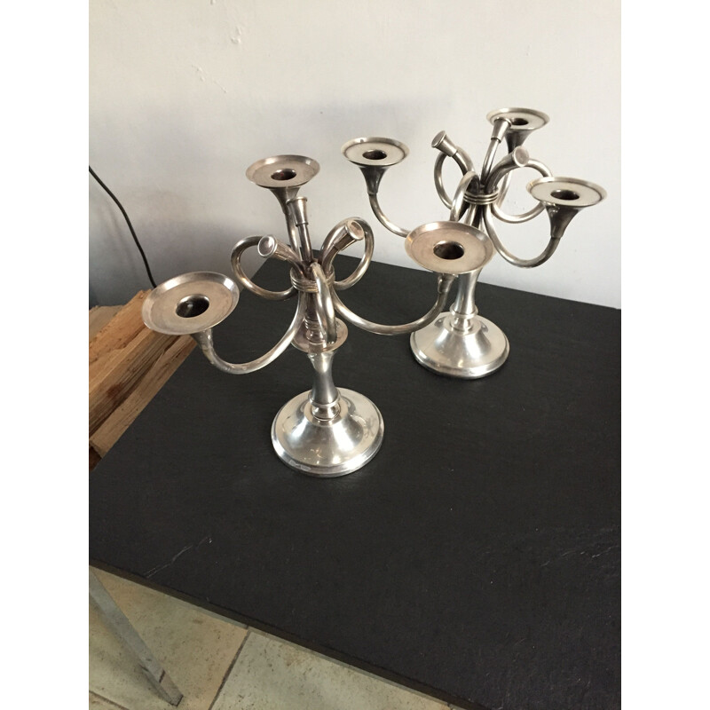 Paire de chandeliers modèle "Cheverny" par Ercuis
