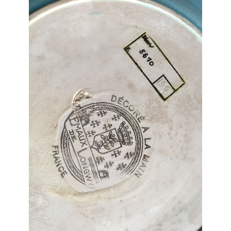 Large vintage Longwy enamel plate