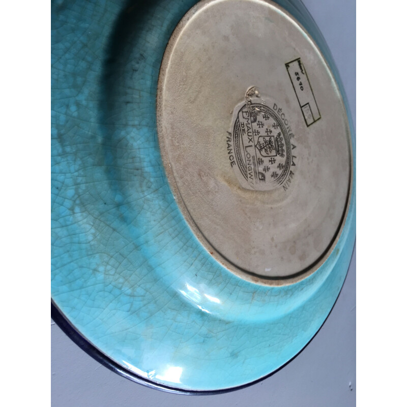 Large vintage Longwy enamel plate
