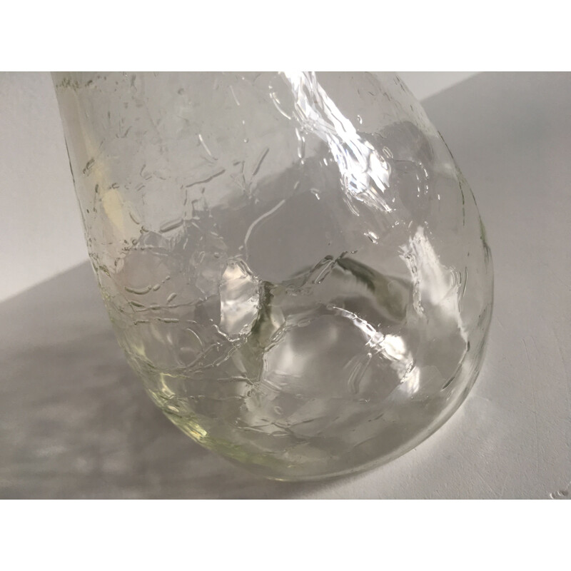 Small vintage vase in blown and cracked glass