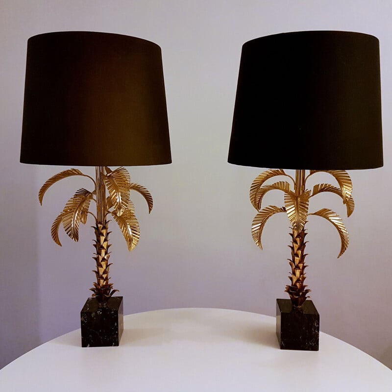 set of 2 vintage palm tree lamps Hollywood regency 