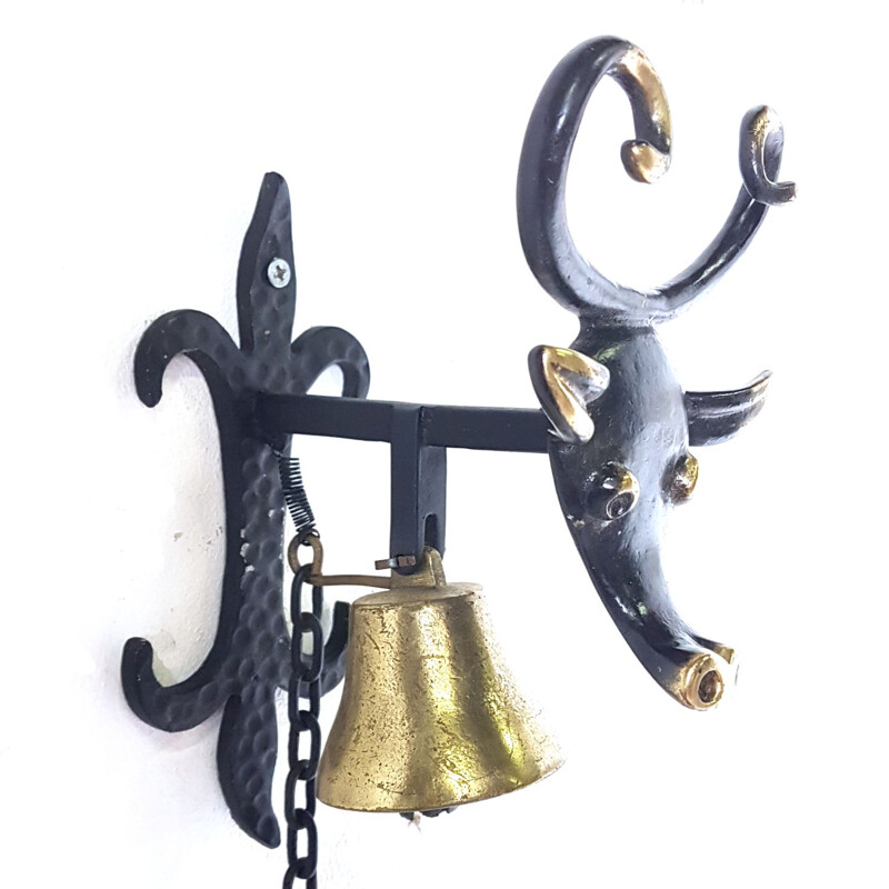 Vintage Brass Door Bell by Walter Bosse for Hertha Baller, 1950