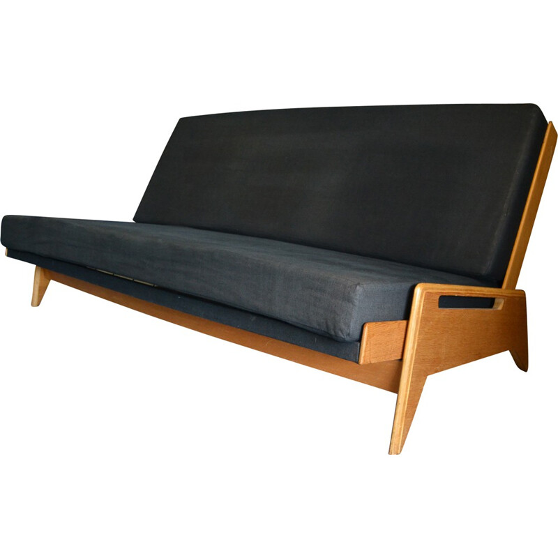 Bobois black convertible bench, Gérard GUERMONPREZ - 1955