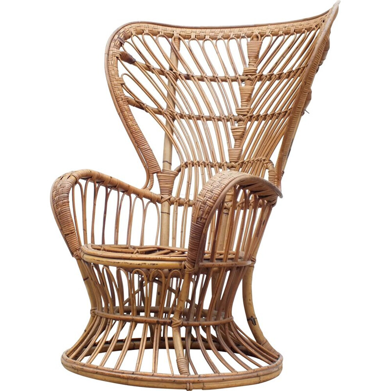 Vintage wicker armchair by Gio Ponti and Lio Carminati for Casa e Giardino, Italy 1950