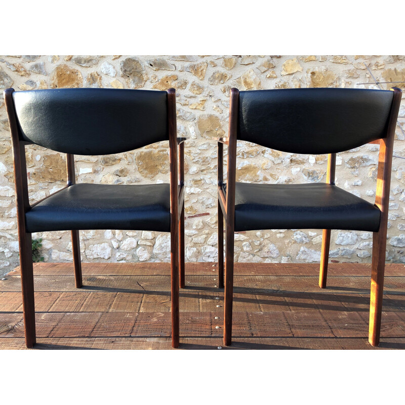 Pair of vintage scandinavian rosewood armchairs by SAX années 60