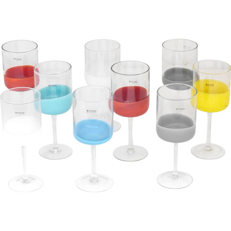 Vinatge tumble spot 9 glass various colour Italy                