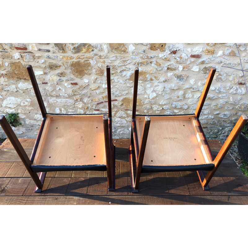 Pair of vintage scandinavian rosewood armchairs by SAX années 60