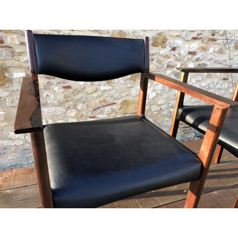 Paire de fauteuils scandinave vintage  en palissandre par SAX années 60