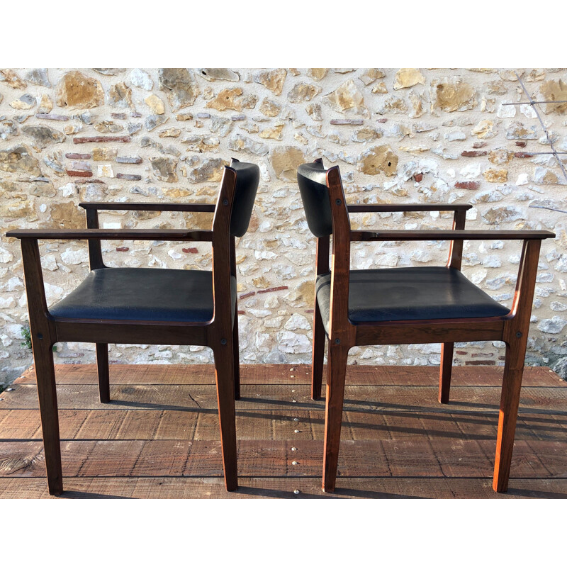 Pair of vintage scandinavian rosewood armchairs by SAX années 60