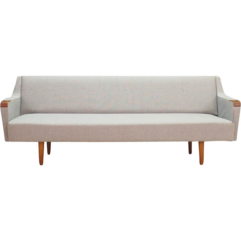 Vintage fabric and teak sofa, Denmark, 1960-1970s