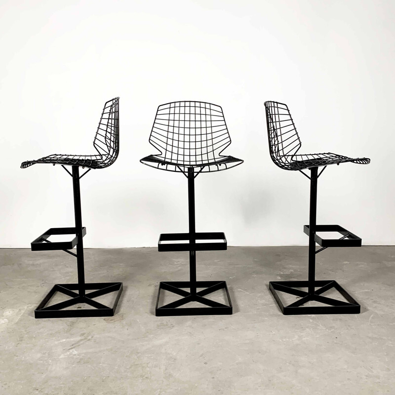 Ensemble de 3 chaises hautes "Nice" de Georges Laurent,  1960