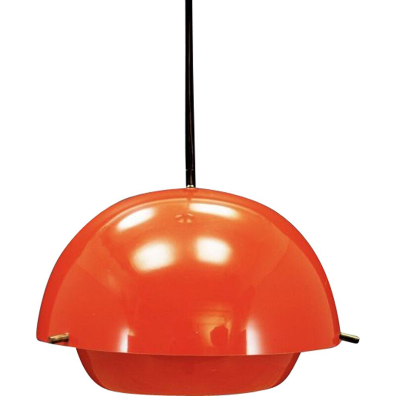 Vintage Danish hanging lamp red plastic 1960