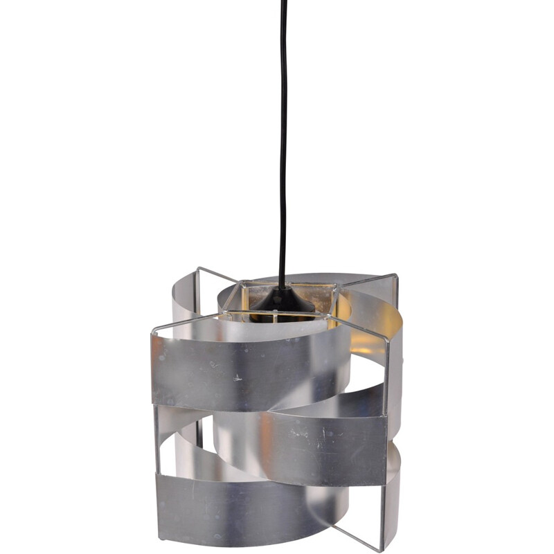 French hanging lamp in aluminum, Max SAUZE - 1960s