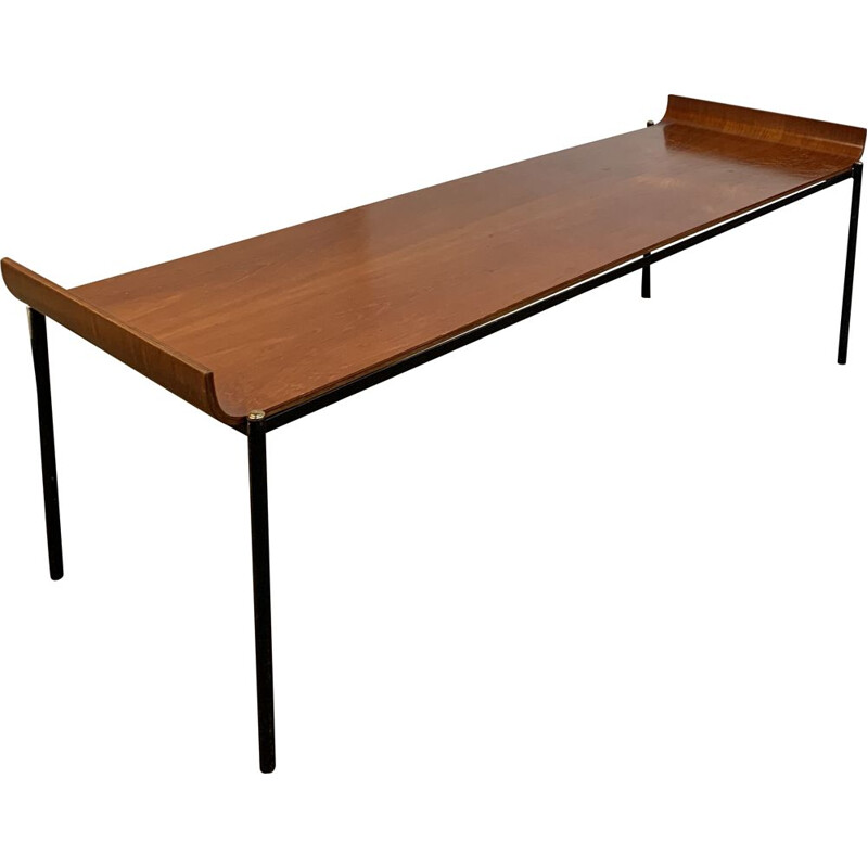Table basse italienne vintage en bois courbé 1950