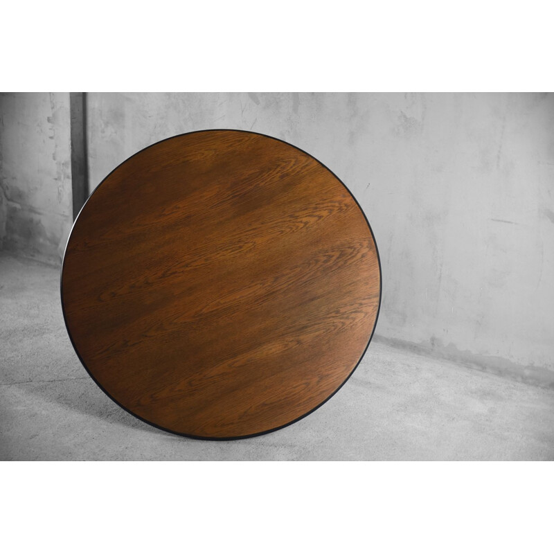 Table basse ronde scandinave en noyer, 1960