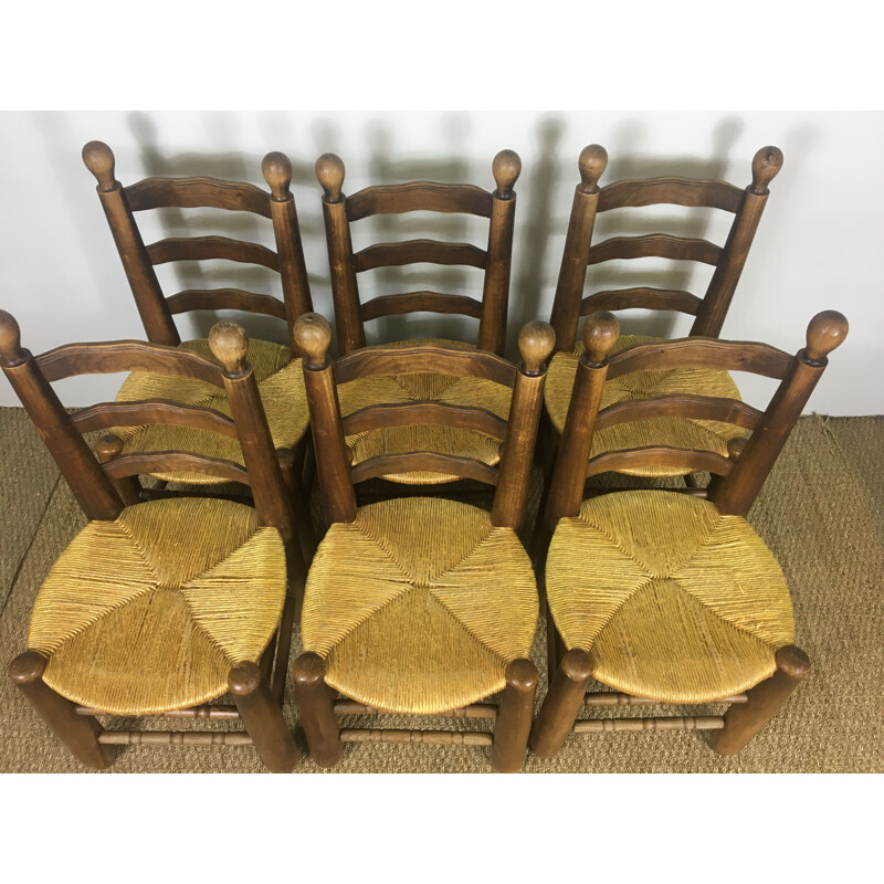 Set of 6 Vintage Art Deco Brutalist Chairs