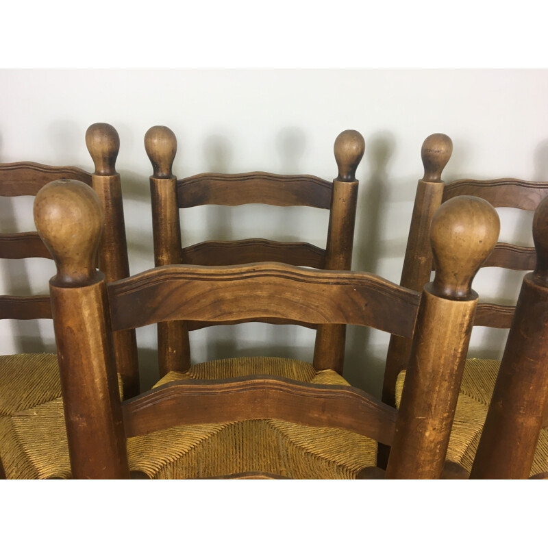 Set of 6 Vintage Art Deco Brutalist Chairs
