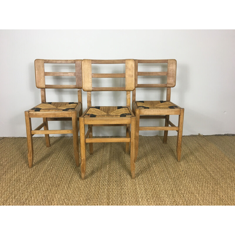 Set of 3 Vintage Chairs by Pierre Cruège 1950