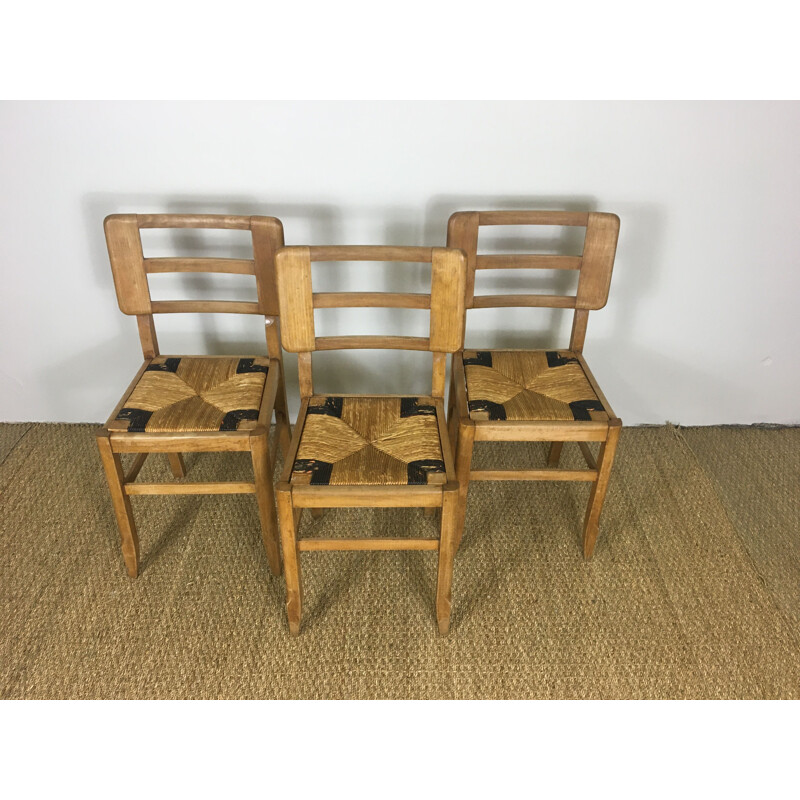 Set of 3 Vintage Chairs by Pierre Cruège 1950