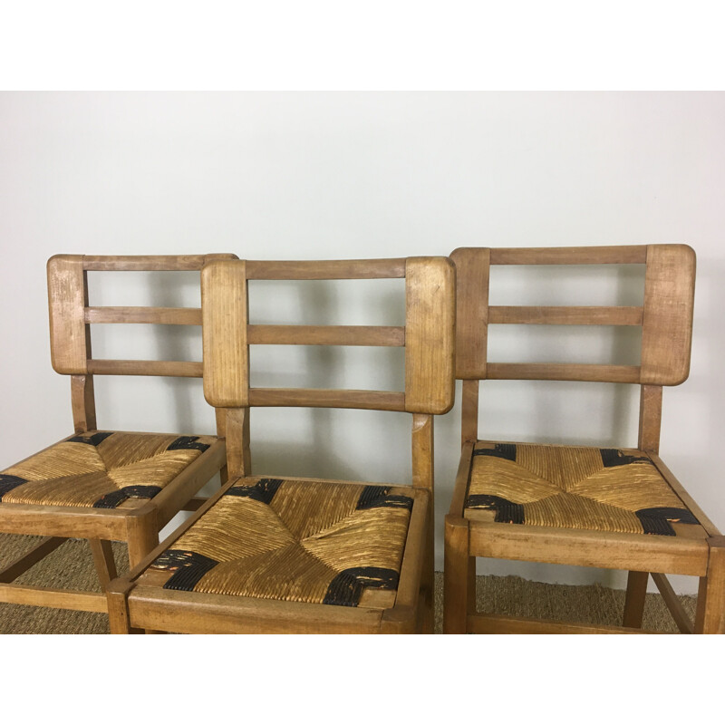 Set of 3 Vintage Chairs by Pierre Cruège 1950