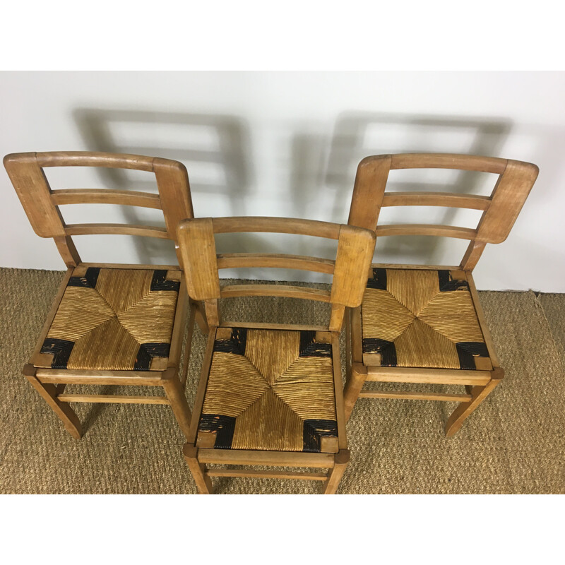 Set of 3 Vintage Chairs by Pierre Cruège 1950