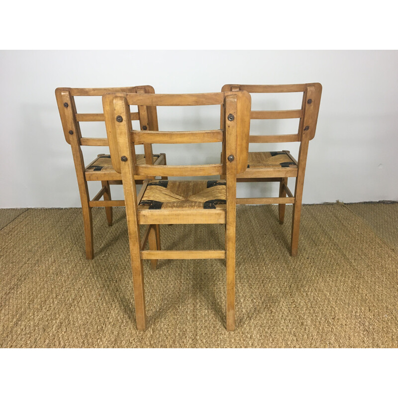 Set of 3 Vintage Chairs by Pierre Cruège 1950