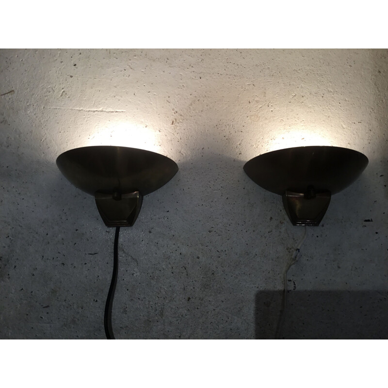 Pair of vintage bauhaus style wall lamps 