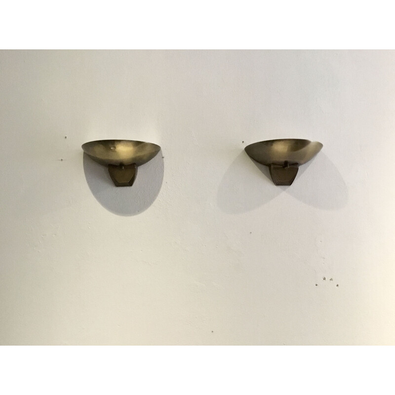 Pair of vintage bauhaus style wall lamps 